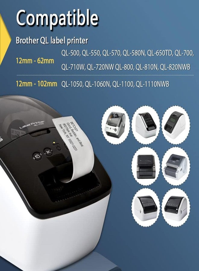 BETCKEY - Multi-Purpose Address Labels Replacement for Brother DK-1204 (0.66 in x 2.1 in), Compatible with Brother QL Label Printers [6 Rolls/2400 Labels, Yellow] - Image 3